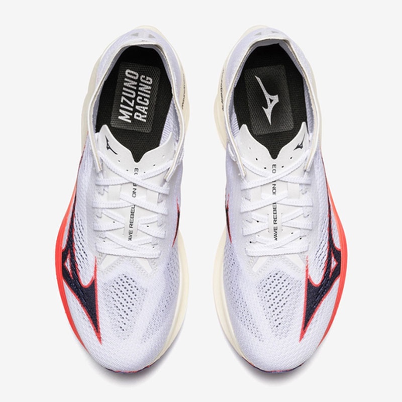 Jual Sepatu Lari Mizuno Wave Rebellion Pro 3 White-Baritone Blue-Fiery Coral 2 Original U1Gd253011 - hoopspoint.com