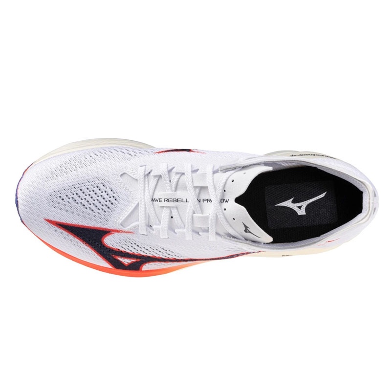 Jual Sepatu Lari Mizuno Wave Rebellion Pro Low White-Baritone Blue-Fiery Coral 2 Original U1Gd254011 - hoopspoint.com