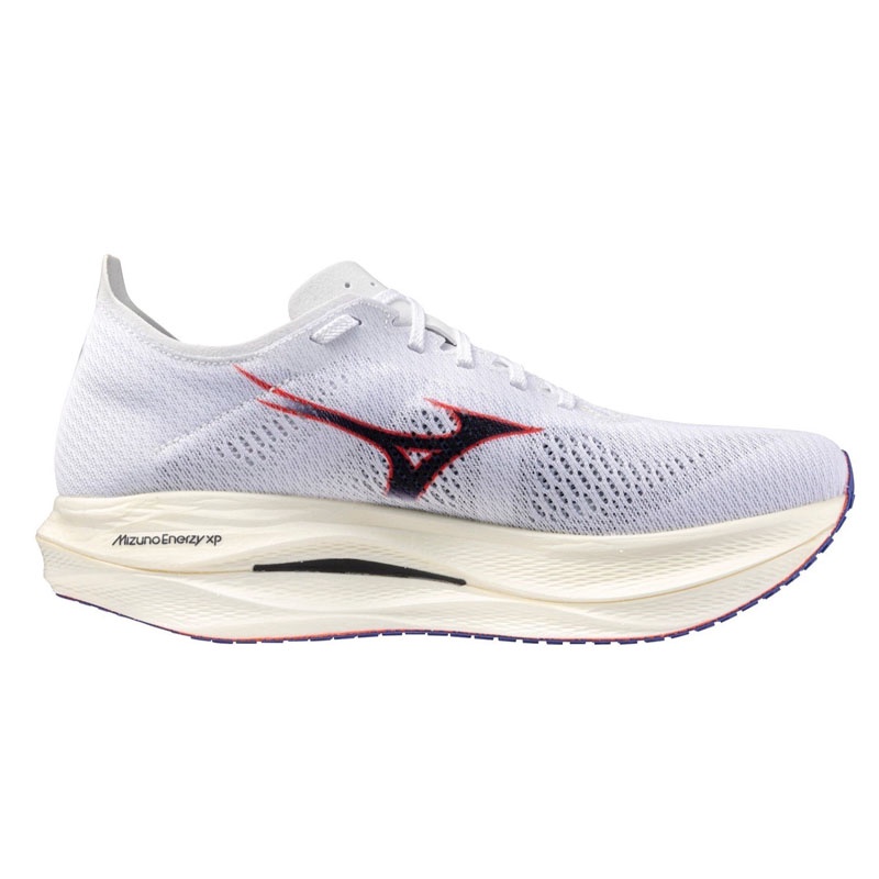 Jual Sepatu Lari Mizuno Wave Rebellion Pro Low White-Baritone Blue-Fiery Coral 2 Original U1Gd254011 - hoopspoint.com