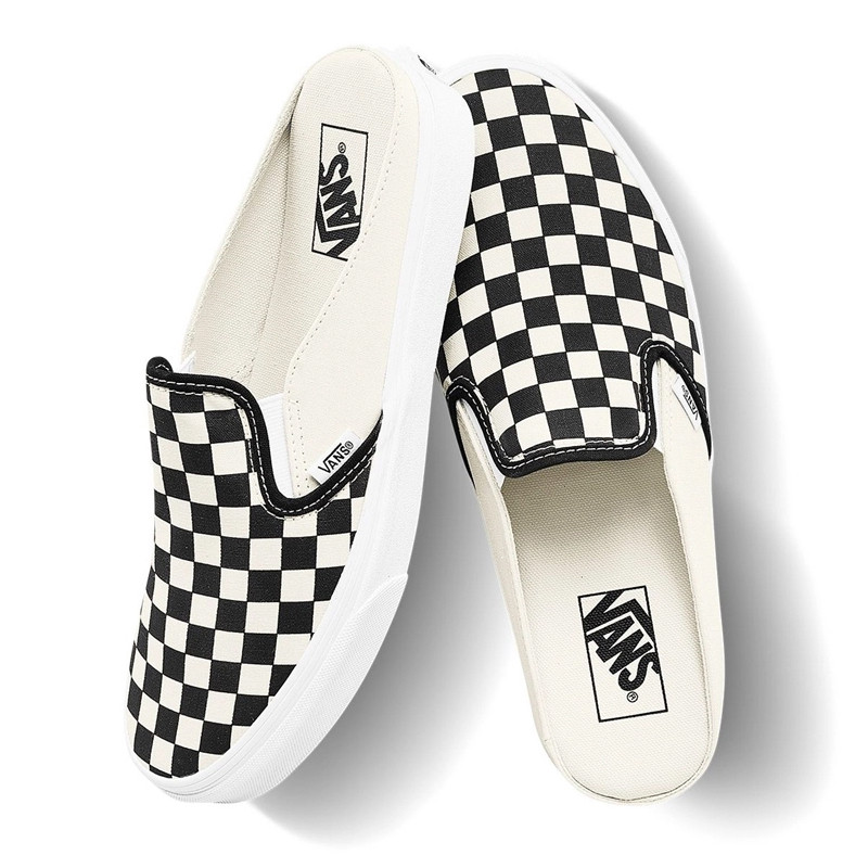 Jual Sepatu Sneakers Vans Slip-On Mule Classic Checkerboard Black White Original Vn0004Kteo1 - hoopspoint.com