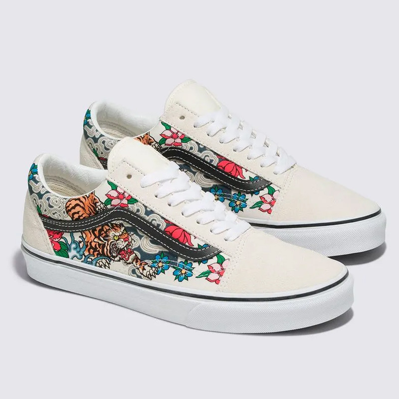 Jual Sepatu Sneakers Vans Old Skool Tiger Floral White Original Vn0005Uf6Gl - hoopspoint.com