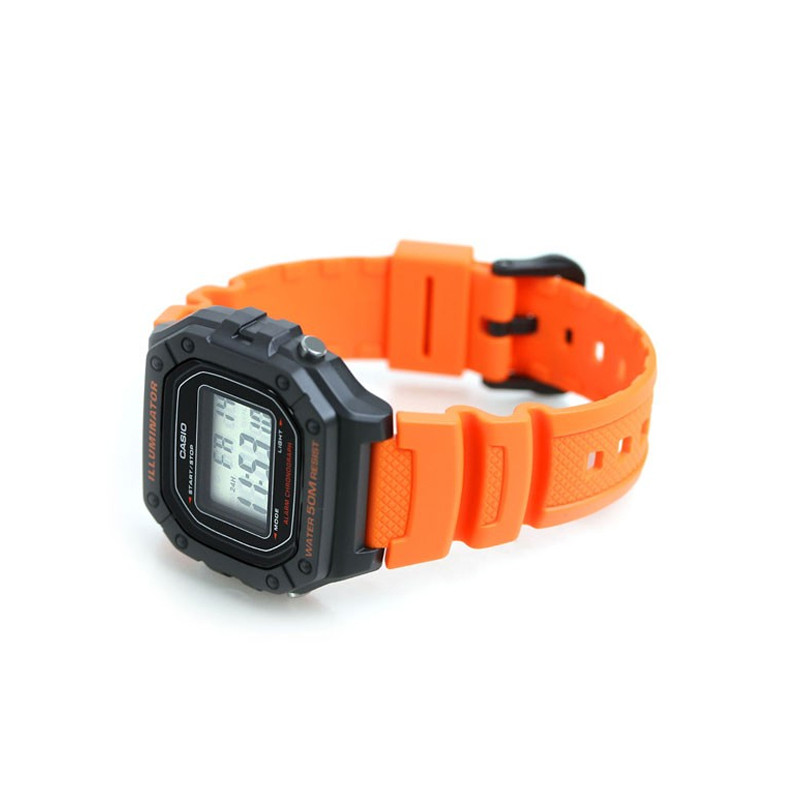 Jual Jam Tangan Training Pria Casio Digital Dial Orange Resin Strap Black Orange Original W-218H-4B2Vdf - hoopspoint.com