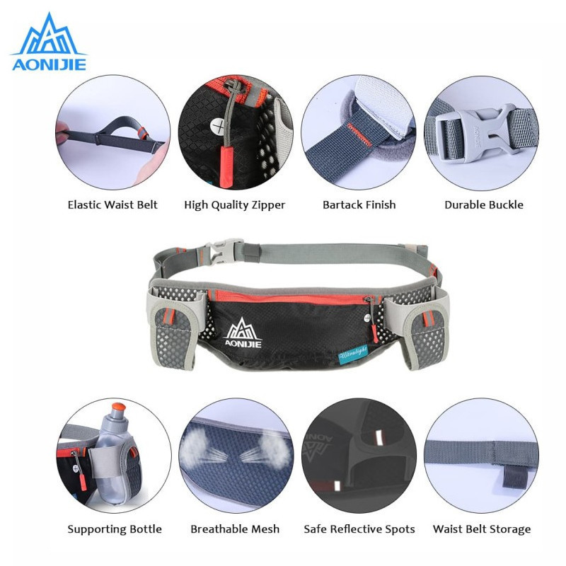 Jual Tas Lari Aonijie Waist Bag With 2 Bottles Black Original Waistbag882 - hoopspoint.com