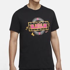 Beli Baju Sneakers Nike Lebron Pattern Printing Round Neck Short Sleeve Black Original Dn2902-010