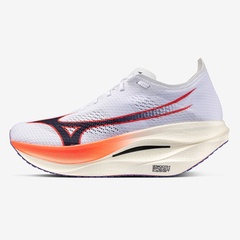 Beli Sepatu Lari Mizuno Wave Rebellion Pro 3 White-Baritone Blue-Fiery Coral 2 Original U1Gd253011